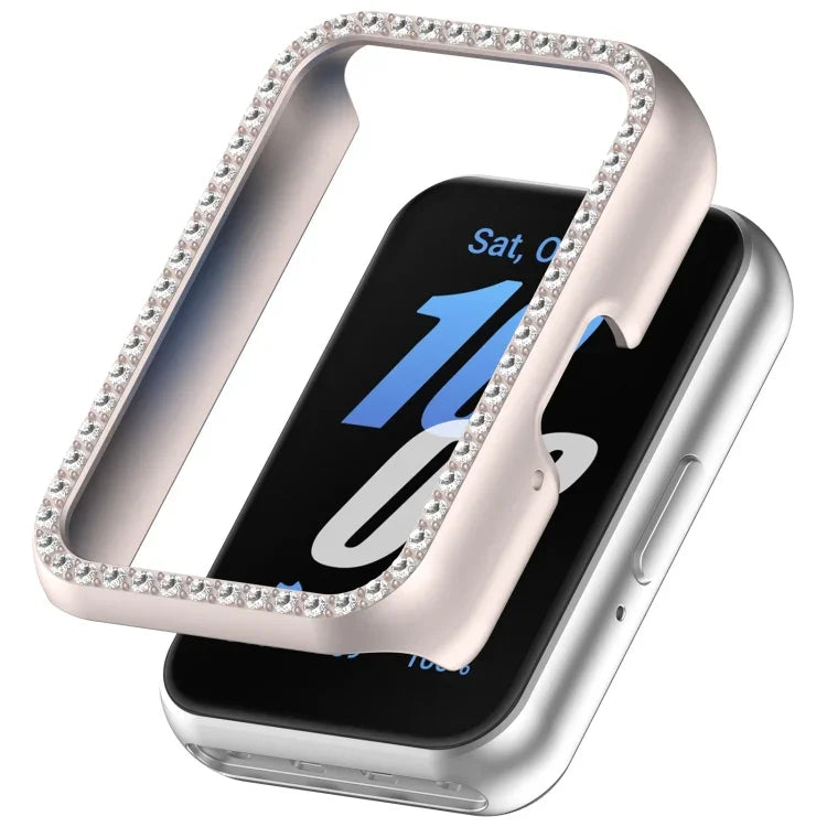 Capa Protetora de Relógio em PC Oca com Meio Pacote de Diamante, Para Samsung Galaxy Fit 3
