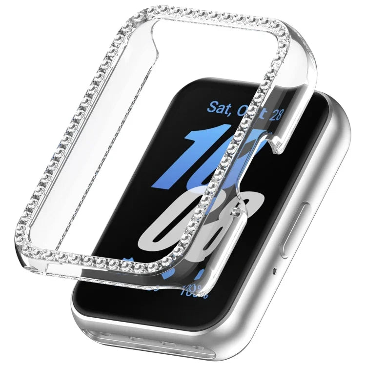 Capa Protetora de Relógio em PC Oca com Meio Pacote de Diamante, Para Samsung Galaxy Fit 3