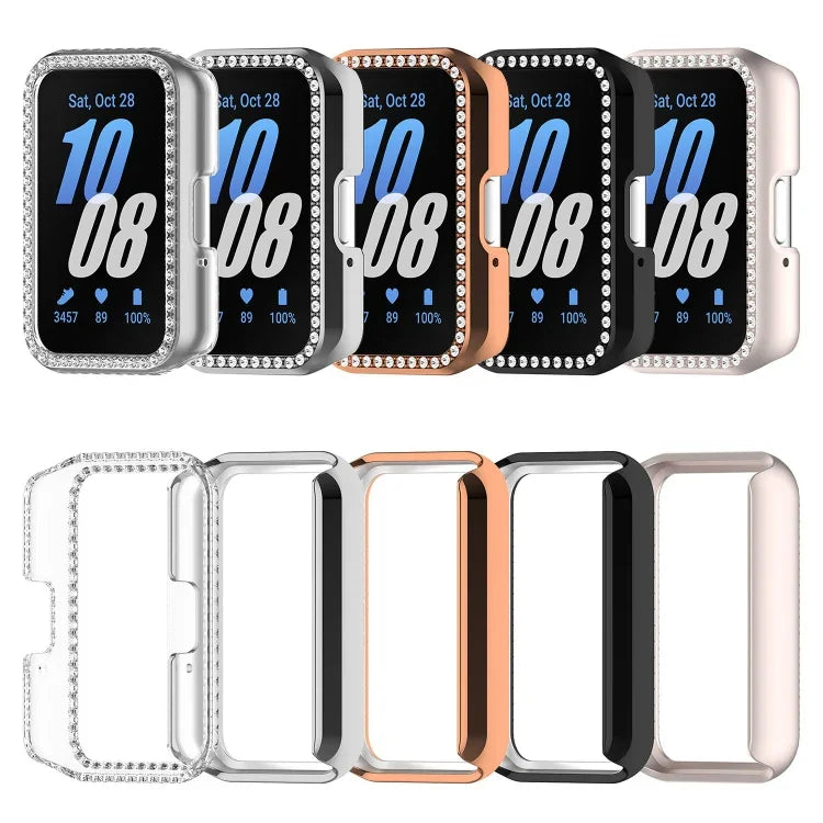 Capa Protetora de Relógio em PC Oca com Meio Pacote de Diamante, Para Samsung Galaxy Fit 3