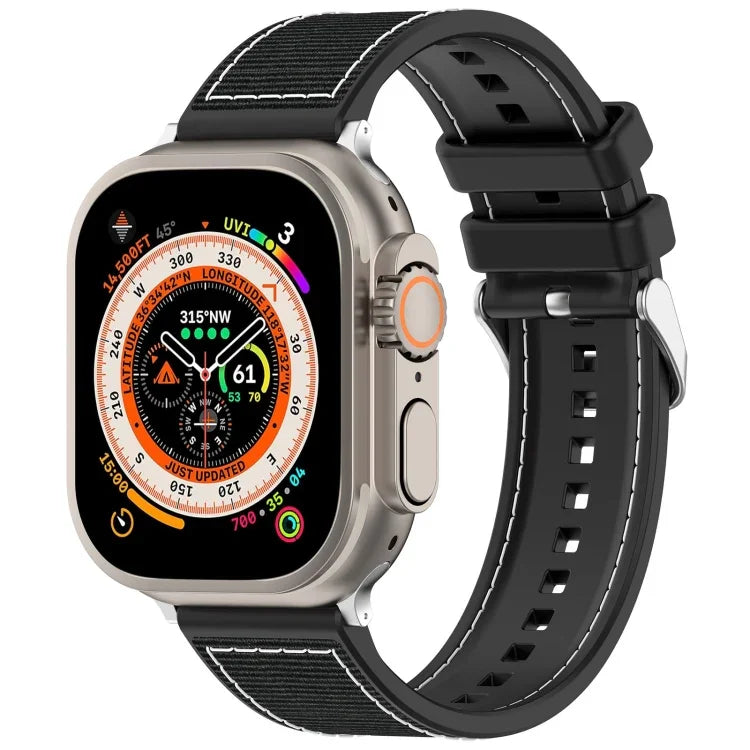 Correia de Relógio Comum em Silicone com Trança Híbrida de Nylon e Fivela, Para Apple Watch 42mm, Para Apple Watch 38mm