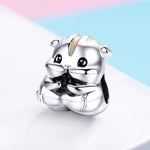 Contas Pequeno Hamster em Prata Esterlina S925 Acessórios para Pulseira e Colar DIY