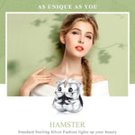 Contas Pequeno Hamster em Prata Esterlina S925 Acessórios para Pulseira e Colar DIY