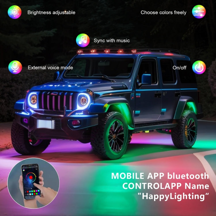 G6 RGB Colorful Car Chassis Light LED Music Atmosphere Light With 24-Button Remote Control, 8 in 1, 6 in 1, 4 in 1