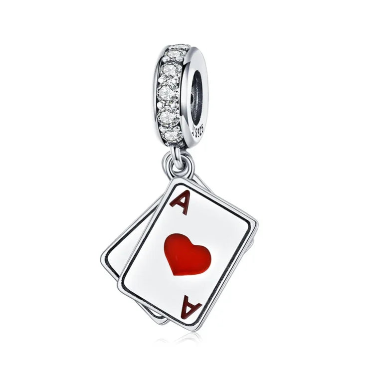 Pendente A Coração Vermelho em Prata Esterlina S925 Acessórios para Pulseira e Colar DIY