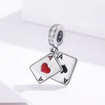 Pendente A Coração Vermelho em Prata Esterlina S925 Acessórios para Pulseira e Colar DIY
