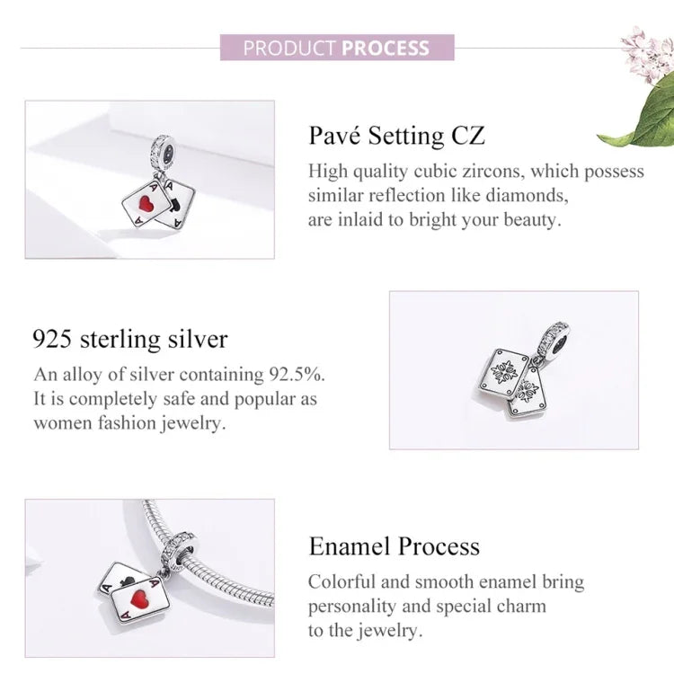 Pendente A Coração Vermelho em Prata Esterlina S925 Acessórios para Pulseira e Colar DIY