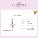 Pendente A Coração Vermelho em Prata Esterlina S925 Acessórios para Pulseira e Colar DIY