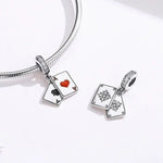 Pendente A Coração Vermelho em Prata Esterlina S925 Acessórios para Pulseira e Colar DIY