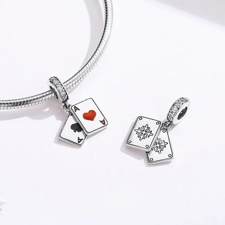 Pendente A Coração Vermelho em Prata Esterlina S925 Acessórios para Pulseira e Colar DIY