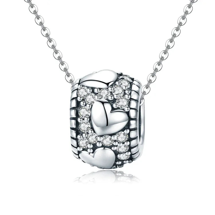 Contas Brilha Meu Coração em Prata Esterlina S925 Acessórios para Pulseira e Colar DIY