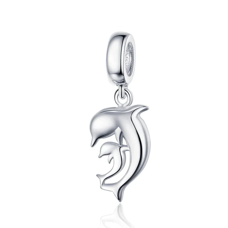 Pendente Golfinho em Prata Esterlina S925 Acessórios para Pulseira e Colar DIY