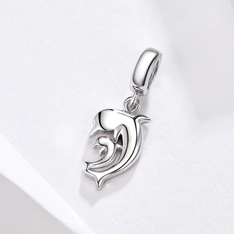 Pendente Golfinho em Prata Esterlina S925 Acessórios para Pulseira e Colar DIY
