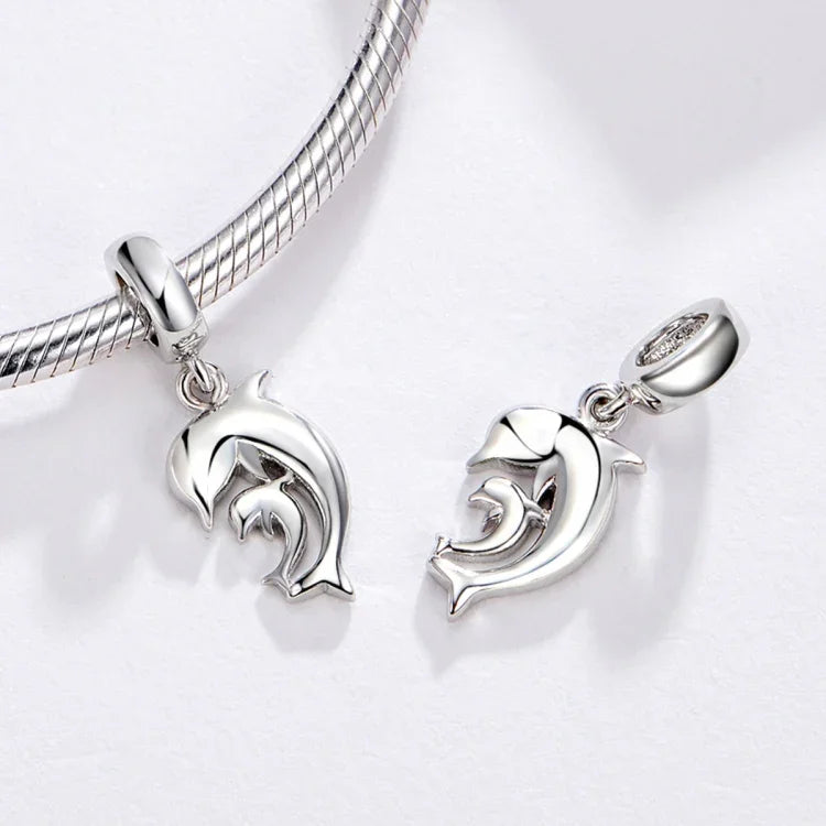 Pendente Golfinho em Prata Esterlina S925 Acessórios para Pulseira e Colar DIY