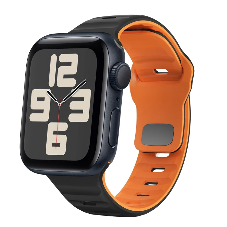 Correia de relógio em silicone com fivela invertida e textura ondulada, para Apple Watch Series 10 46mm, para Apple Watch Series 10 42mm, para Apple Watch SE 2023 44mm, para Apple Watch SE 2023 40mm