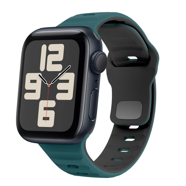 Correia de relógio em silicone com fivela invertida e textura ondulada, para Apple Watch Series 10 46mm, para Apple Watch Series 10 42mm, para Apple Watch SE 2023 44mm, para Apple Watch SE 2023 40mm