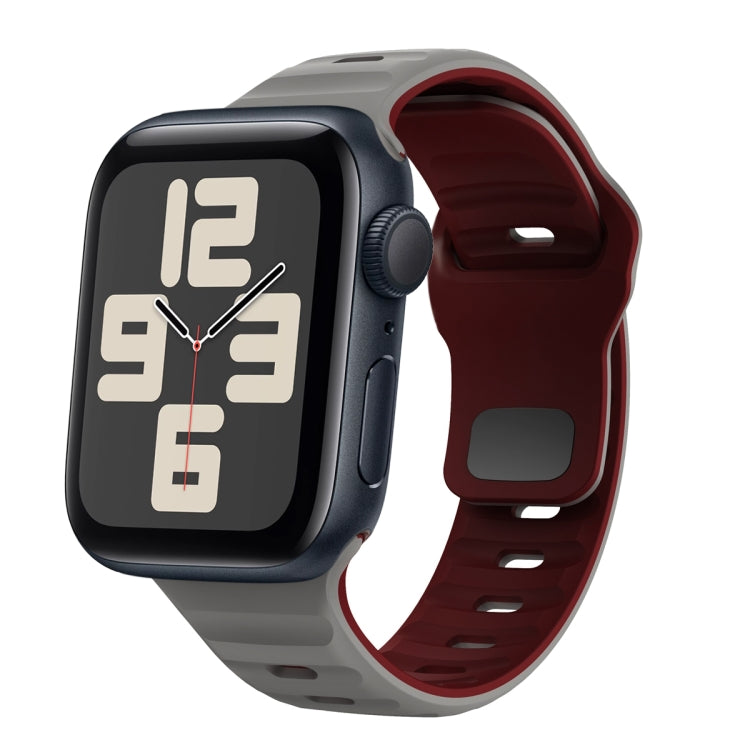 Correia de relógio em silicone com fivela invertida e textura ondulada, para Apple Watch Series 10 46mm, para Apple Watch Series 10 42mm, para Apple Watch SE 2023 44mm, para Apple Watch SE 2023 40mm
