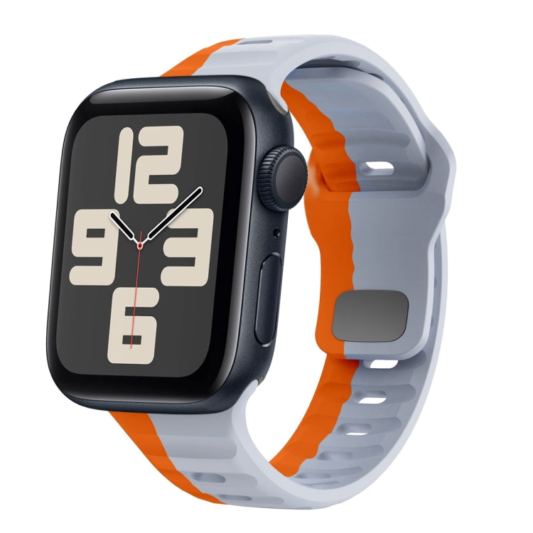 Correia de relógio em silicone com fivela invertida e textura ondulada, para Apple Watch Series 10 46mm, para Apple Watch Series 10 42mm, para Apple Watch SE 2023 44mm, para Apple Watch SE 2023 40mm