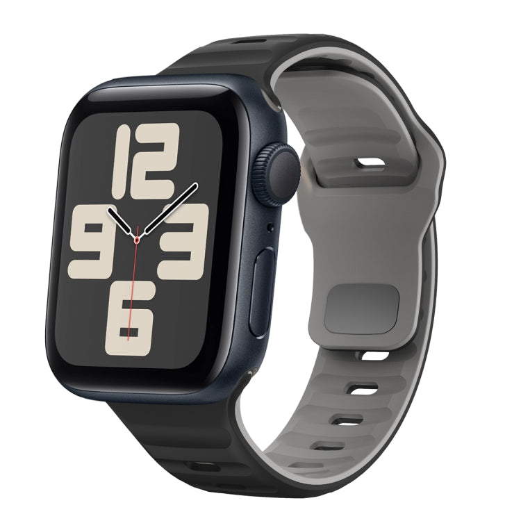Correia de relógio em silicone com fivela invertida e textura ondulada, para Apple Watch Series 10 46mm, para Apple Watch Series 10 42mm, para Apple Watch SE 2023 44mm, para Apple Watch SE 2023 40mm