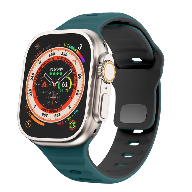 Correia de relógio em silicone com fivela invertida e textura ondulada, para Apple Watch Ultra 2 49mm, para Apple Watch Series 9 45mm, para Apple Watch Series 9 41mm, para Apple Watch Ultra 49mm