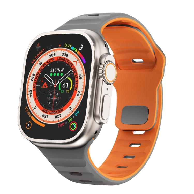 Correia de relógio em silicone com fivela invertida e textura ondulada, para Apple Watch Ultra 2 49mm, para Apple Watch Series 9 45mm, para Apple Watch Series 9 41mm, para Apple Watch Ultra 49mm