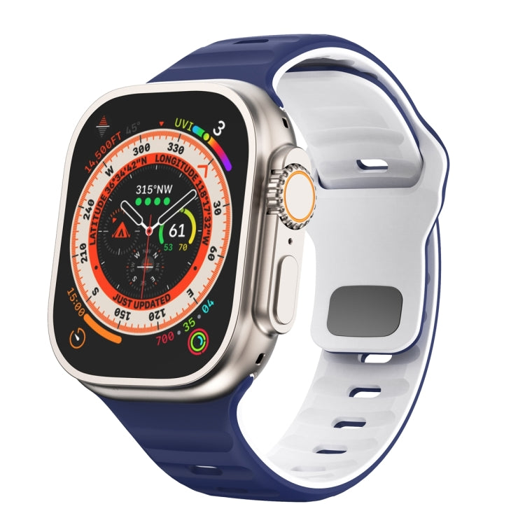 Correia de relógio em silicone com fivela invertida e textura ondulada, para Apple Watch Ultra 2 49mm, para Apple Watch Series 9 45mm, para Apple Watch Series 9 41mm, para Apple Watch Ultra 49mm