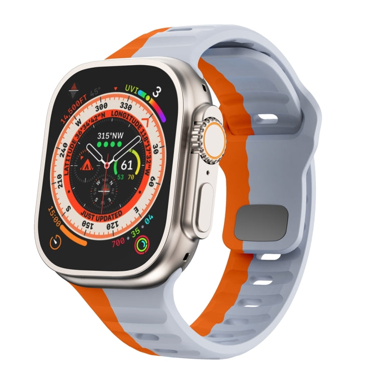 Correia de relógio em silicone com fivela invertida e textura ondulada, para Apple Watch Ultra 2 49mm, para Apple Watch Series 9 45mm, para Apple Watch Series 9 41mm, para Apple Watch Ultra 49mm