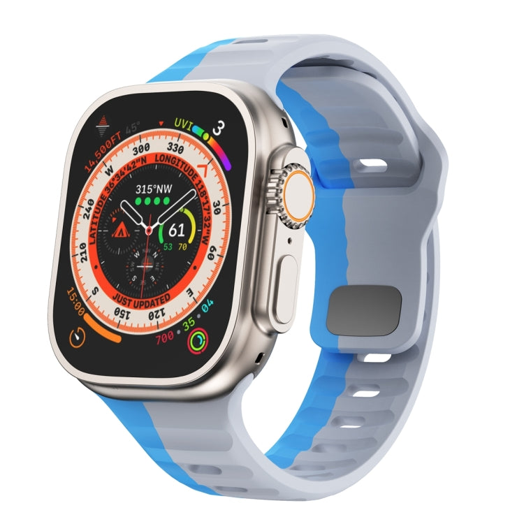Correia de relógio em silicone com fivela invertida e textura ondulada, para Apple Watch Ultra 2 49mm, para Apple Watch Series 9 45mm, para Apple Watch Series 9 41mm, para Apple Watch Ultra 49mm