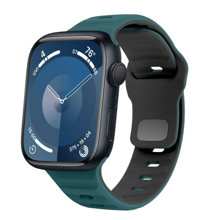 Correia de relógio em silicone com fivela invertida e textura ondulada, para Apple Watch Ultra 2 49mm, para Apple Watch Series 9 45mm, para Apple Watch Series 9 41mm, para Apple Watch Ultra 49mm