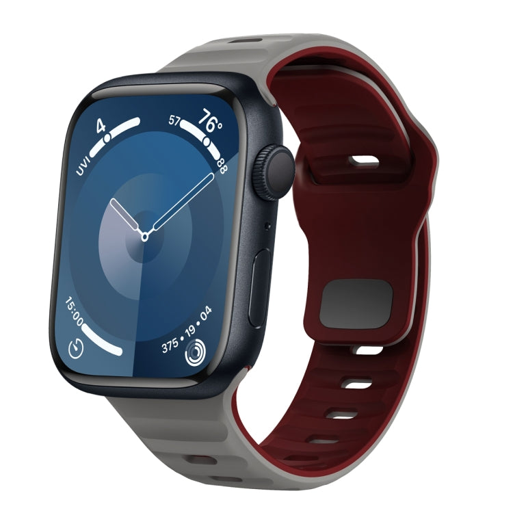 Correia de relógio em silicone com fivela invertida e textura ondulada, para Apple Watch Ultra 2 49mm, para Apple Watch Series 9 45mm, para Apple Watch Series 9 41mm, para Apple Watch Ultra 49mm