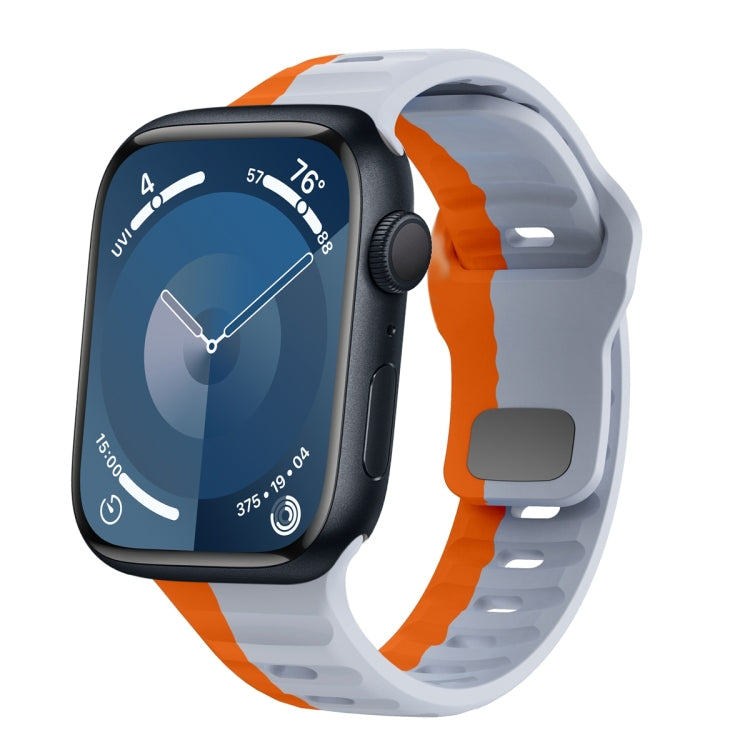 Correia de relógio em silicone com fivela invertida e textura ondulada, para Apple Watch Ultra 2 49mm, para Apple Watch Series 9 45mm, para Apple Watch Series 9 41mm, para Apple Watch Ultra 49mm