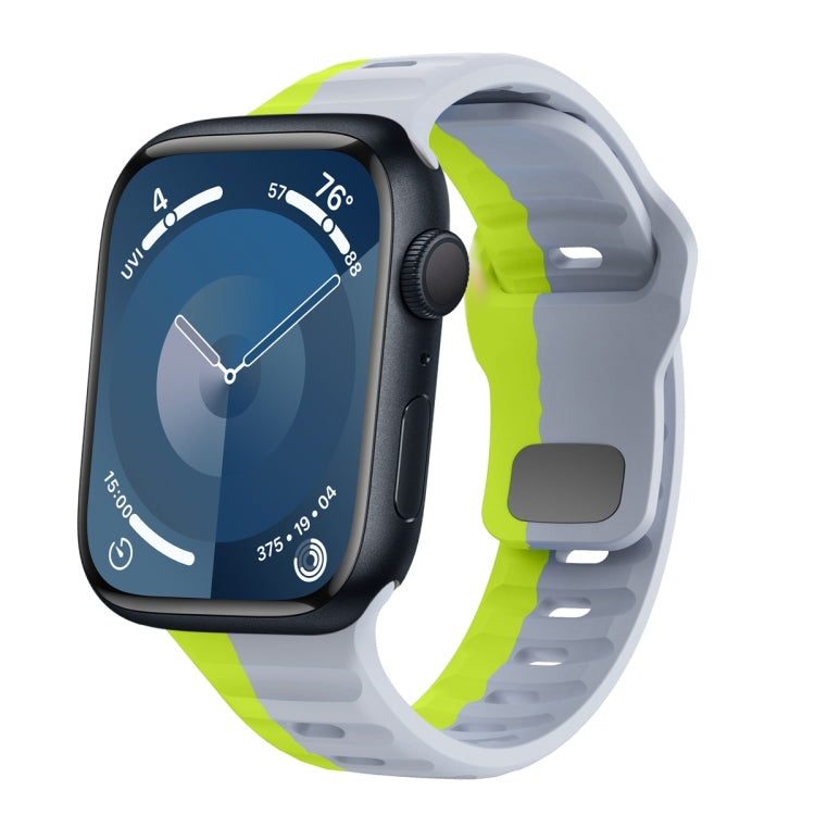 Correia de relógio em silicone com fivela invertida e textura ondulada, para Apple Watch Ultra 2 49mm, para Apple Watch Series 9 45mm, para Apple Watch Series 9 41mm, para Apple Watch Ultra 49mm