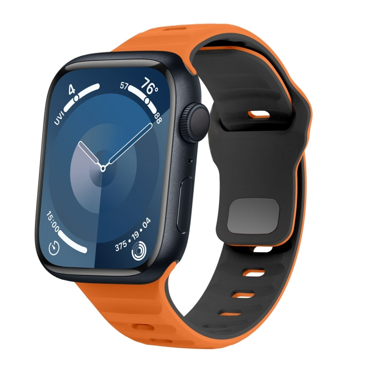 Correia de relógio em silicone com fivela invertida e textura ondulada, para Apple Watch Ultra 2 49mm, para Apple Watch Series 9 45mm, para Apple Watch Series 9 41mm, para Apple Watch Ultra 49mm
