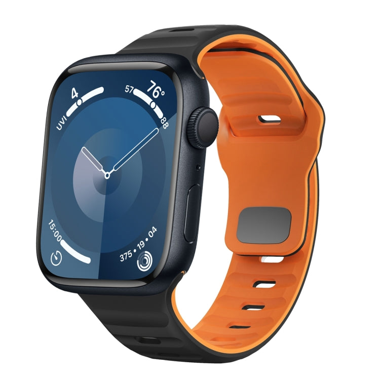 Correia de relógio em silicone com fivela invertida e textura ondulada, para Apple Watch Ultra 2 49mm, para Apple Watch Series 9 45mm, para Apple Watch Series 9 41mm, para Apple Watch Ultra 49mm