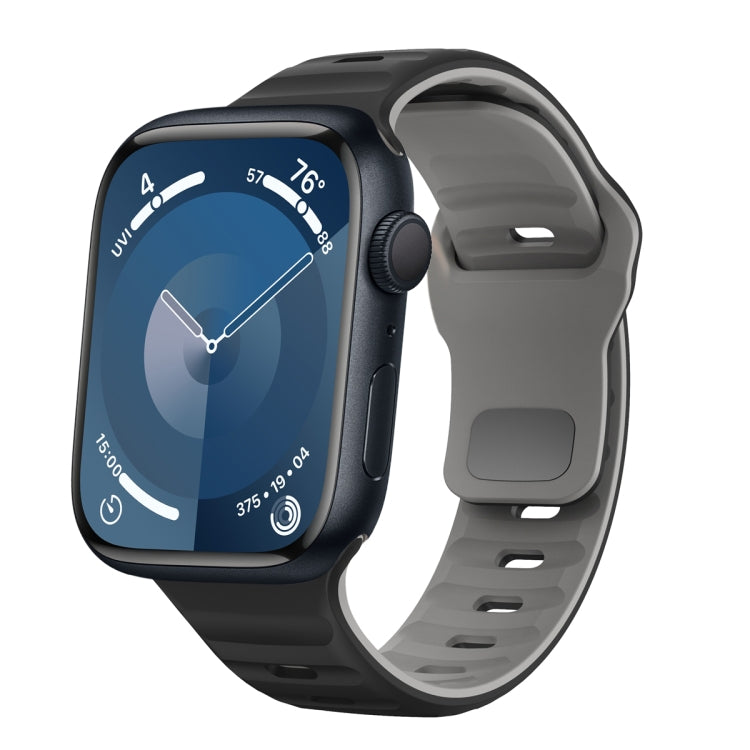 Correia de relógio em silicone com fivela invertida e textura ondulada, para Apple Watch Ultra 2 49mm, para Apple Watch Series 9 45mm, para Apple Watch Series 9 41mm, para Apple Watch Ultra 49mm