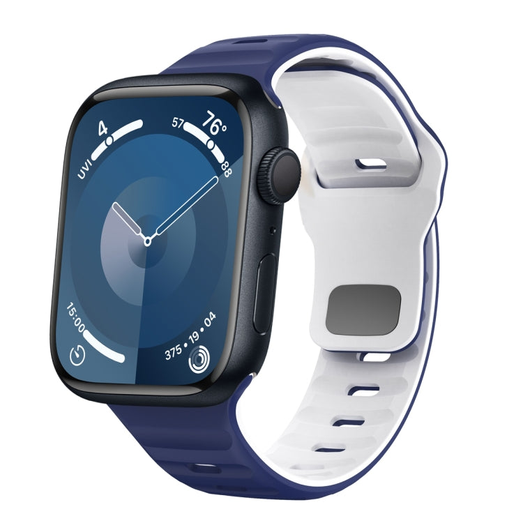 Correia de relógio em silicone com fivela invertida e textura ondulada, para Apple Watch Ultra 2 49mm, para Apple Watch Series 9 45mm, para Apple Watch Series 9 41mm, para Apple Watch Ultra 49mm