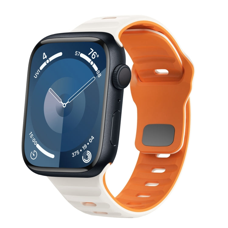 Correia de relógio em silicone com fivela invertida e textura ondulada, para Apple Watch Ultra 2 49mm, para Apple Watch Series 9 45mm, para Apple Watch Series 9 41mm, para Apple Watch Ultra 49mm