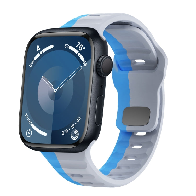 Correia de relógio em silicone com fivela invertida e textura ondulada, para Apple Watch Ultra 2 49mm, para Apple Watch Series 9 45mm, para Apple Watch Series 9 41mm, para Apple Watch Ultra 49mm