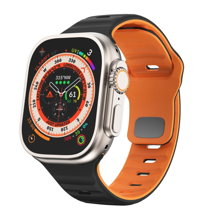 Correia de relógio em silicone com fivela invertida e textura ondulada, para Apple Watch Ultra 2 49mm, para Apple Watch Series 9 45mm, para Apple Watch Series 9 41mm, para Apple Watch Ultra 49mm
