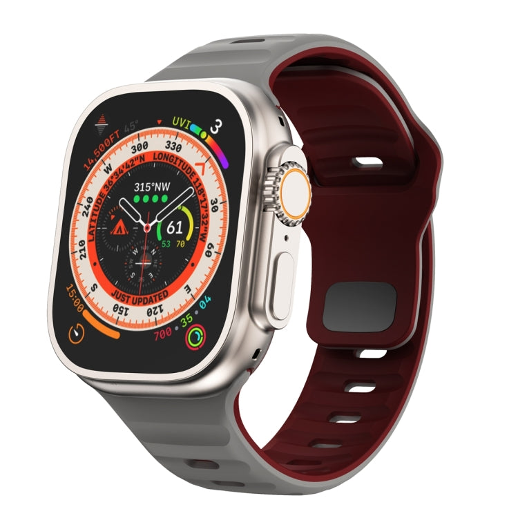 Correia de relógio em silicone com fivela invertida e textura ondulada, para Apple Watch Ultra 2 49mm, para Apple Watch Series 9 45mm, para Apple Watch Series 9 41mm, para Apple Watch Ultra 49mm