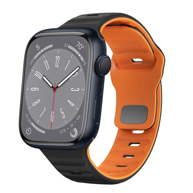 Correia de relógio em silicone com fivela invertida e textura ondulada, para Apple Watch Series 8 41mm, para Apple Watch Series 8 45mm, para Apple Watch SE 2022 40mm, para Apple Watch SE 2022 44mm