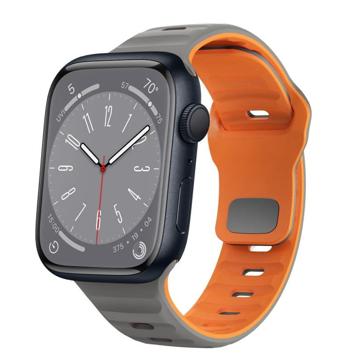Correia de relógio em silicone com fivela invertida e textura ondulada, para Apple Watch Series 8 41mm, para Apple Watch Series 8 45mm, para Apple Watch SE 2022 40mm, para Apple Watch SE 2022 44mm
