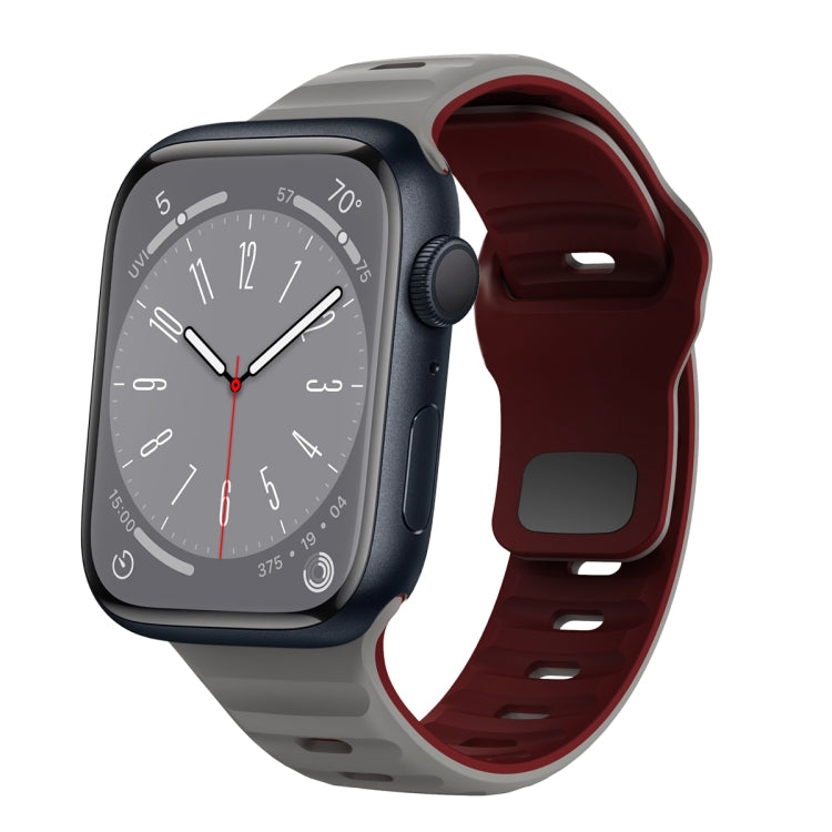 Correia de relógio em silicone com fivela invertida e textura ondulada, para Apple Watch Series 8 41mm, para Apple Watch Series 8 45mm, para Apple Watch SE 2022 40mm, para Apple Watch SE 2022 44mm