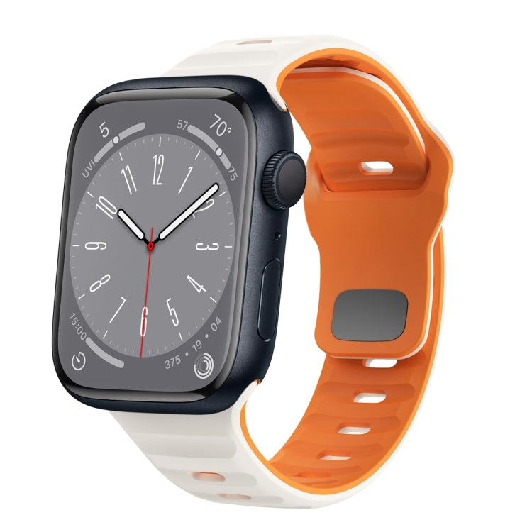 Correia de relógio em silicone com fivela invertida e textura ondulada, para Apple Watch Series 8 41mm, para Apple Watch Series 8 45mm, para Apple Watch SE 2022 40mm, para Apple Watch SE 2022 44mm