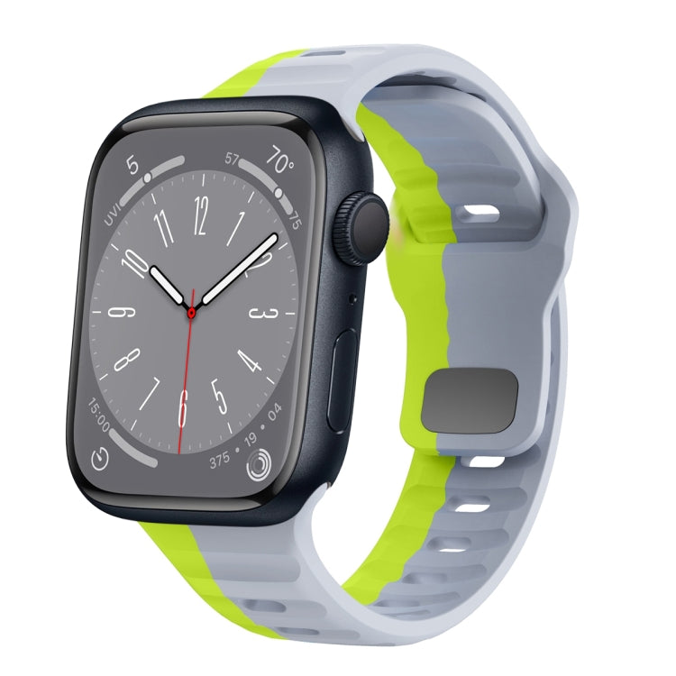Correia de relógio em silicone com fivela invertida e textura ondulada, para Apple Watch Series 8 41mm, para Apple Watch Series 8 45mm, para Apple Watch SE 2022 40mm, para Apple Watch SE 2022 44mm