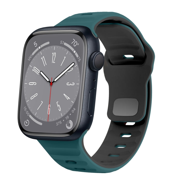 Correia de relógio em silicone com fivela invertida e textura ondulada, para Apple Watch Series 8 41mm, para Apple Watch Series 8 45mm, para Apple Watch SE 2022 40mm, para Apple Watch SE 2022 44mm
