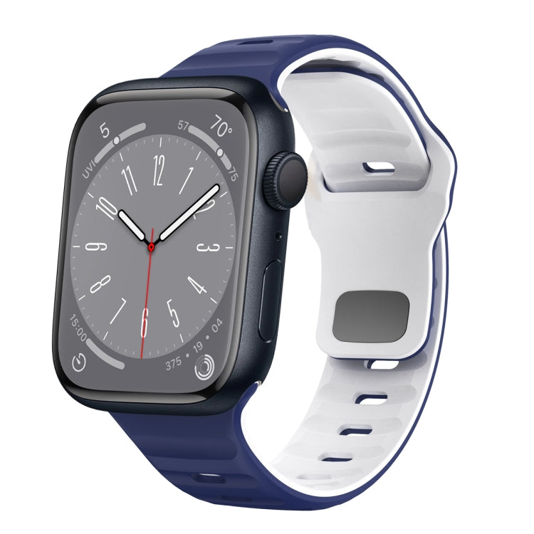 Correia de relógio em silicone com fivela invertida e textura ondulada, para Apple Watch Series 8 41mm, para Apple Watch Series 8 45mm, para Apple Watch SE 2022 40mm, para Apple Watch SE 2022 44mm