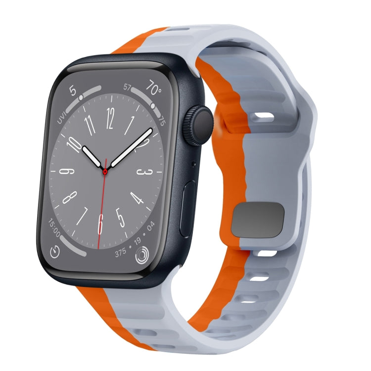 Correia de relógio em silicone com fivela invertida e textura ondulada, para Apple Watch Series 8 41mm, para Apple Watch Series 8 45mm, para Apple Watch SE 2022 40mm, para Apple Watch SE 2022 44mm