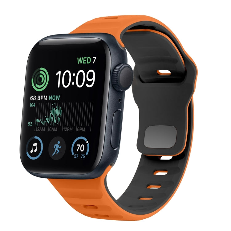 Correia de relógio em silicone com fivela invertida e textura ondulada, para Apple Watch Series 8 41mm, para Apple Watch Series 8 45mm, para Apple Watch SE 2022 40mm, para Apple Watch SE 2022 44mm