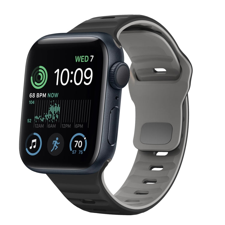 Correia de relógio em silicone com fivela invertida e textura ondulada, para Apple Watch Series 8 41mm, para Apple Watch Series 8 45mm, para Apple Watch SE 2022 40mm, para Apple Watch SE 2022 44mm