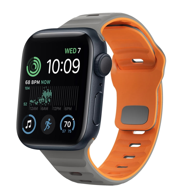 Correia de relógio em silicone com fivela invertida e textura ondulada, para Apple Watch Series 8 41mm, para Apple Watch Series 8 45mm, para Apple Watch SE 2022 40mm, para Apple Watch SE 2022 44mm